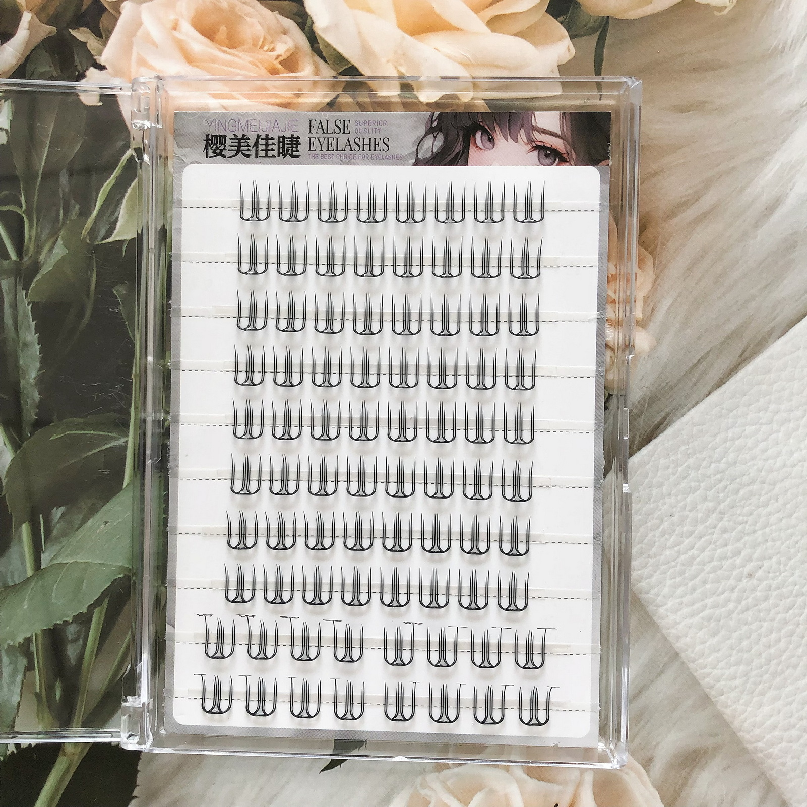 Eyelash Extension Korean Style - DIYまつげエクステ 韓国風 U字型つけまつげ 個別クラスタまつげ ナチュラル ソフト