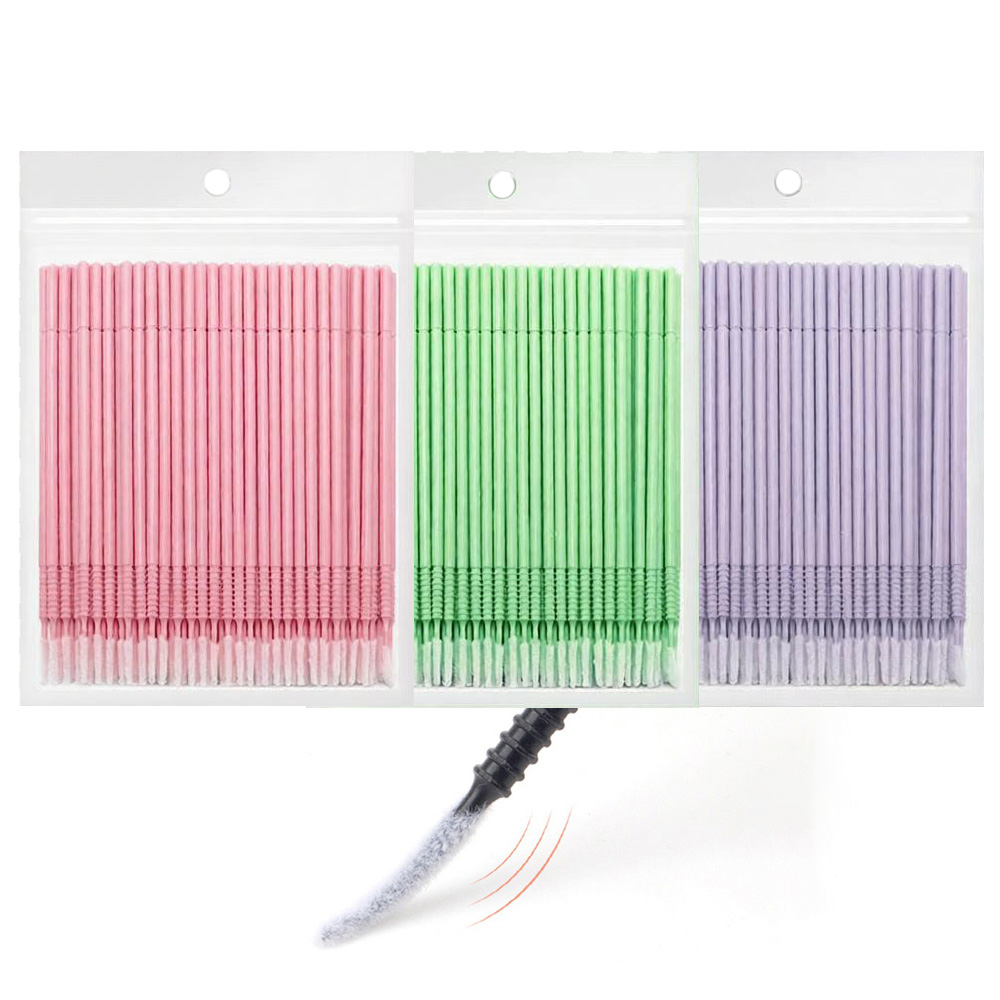 Eyelash Extension Jakarta - 500本入りまつげエクステ洗浄スワブ ロング/ショートチップ ラッシュリフトグルーリムーバーアプリケーター マイクロブラシ メイクアップツール