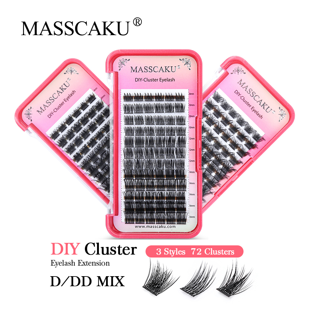 Eyelash Extension Supernatural - Iscaku-クラスターのつけまつげ,非常に薄いバンド,柔らかくて自然な,再利用可能,ふわふわ,72個