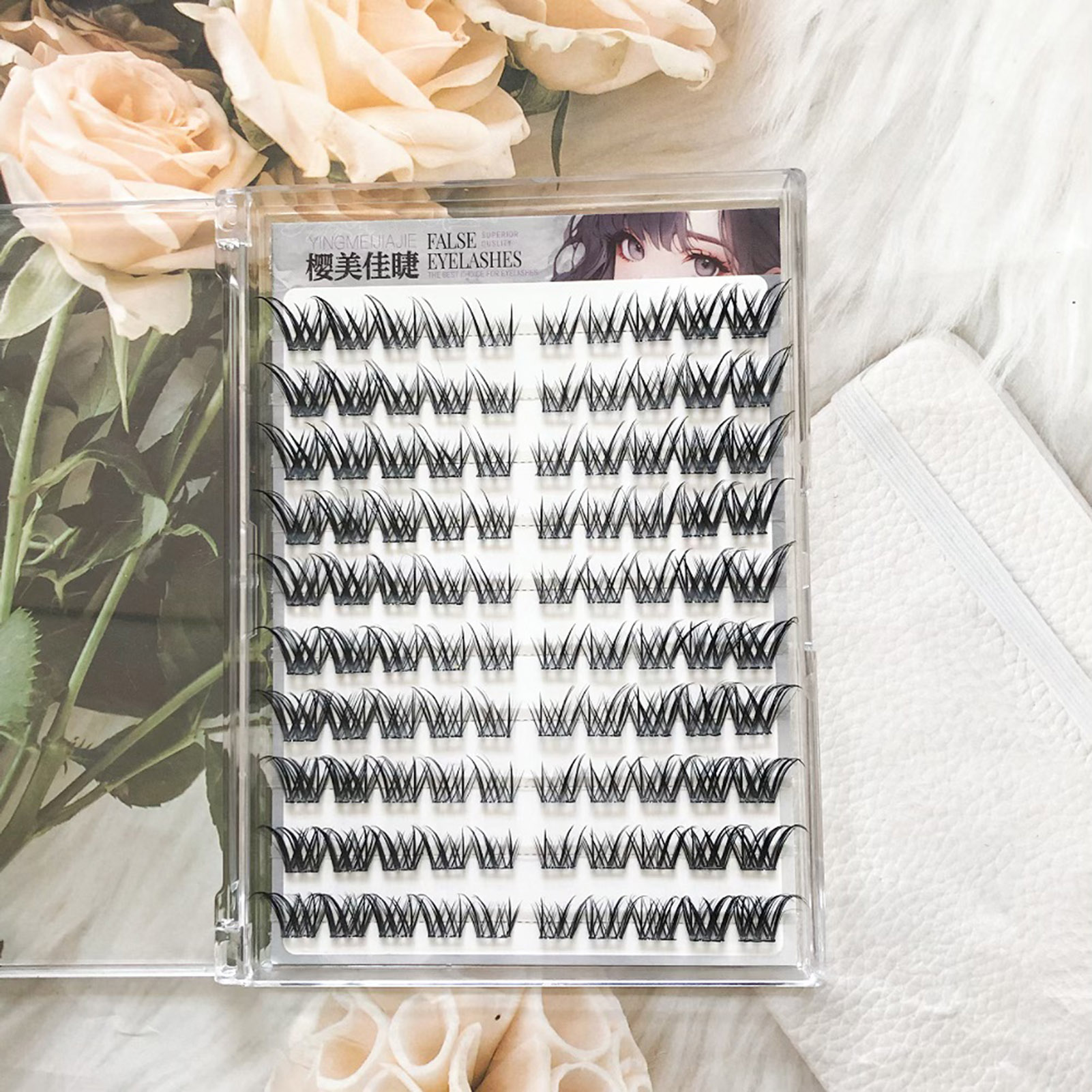 Eyelash Extension Japan - ナチュラルなアジア風ミックスつけまつげ ふわふわで柔らかい接着剤不要デザイン 9-12mm Cカール ブラックつけまつげ デイリーユースや写真撮影に