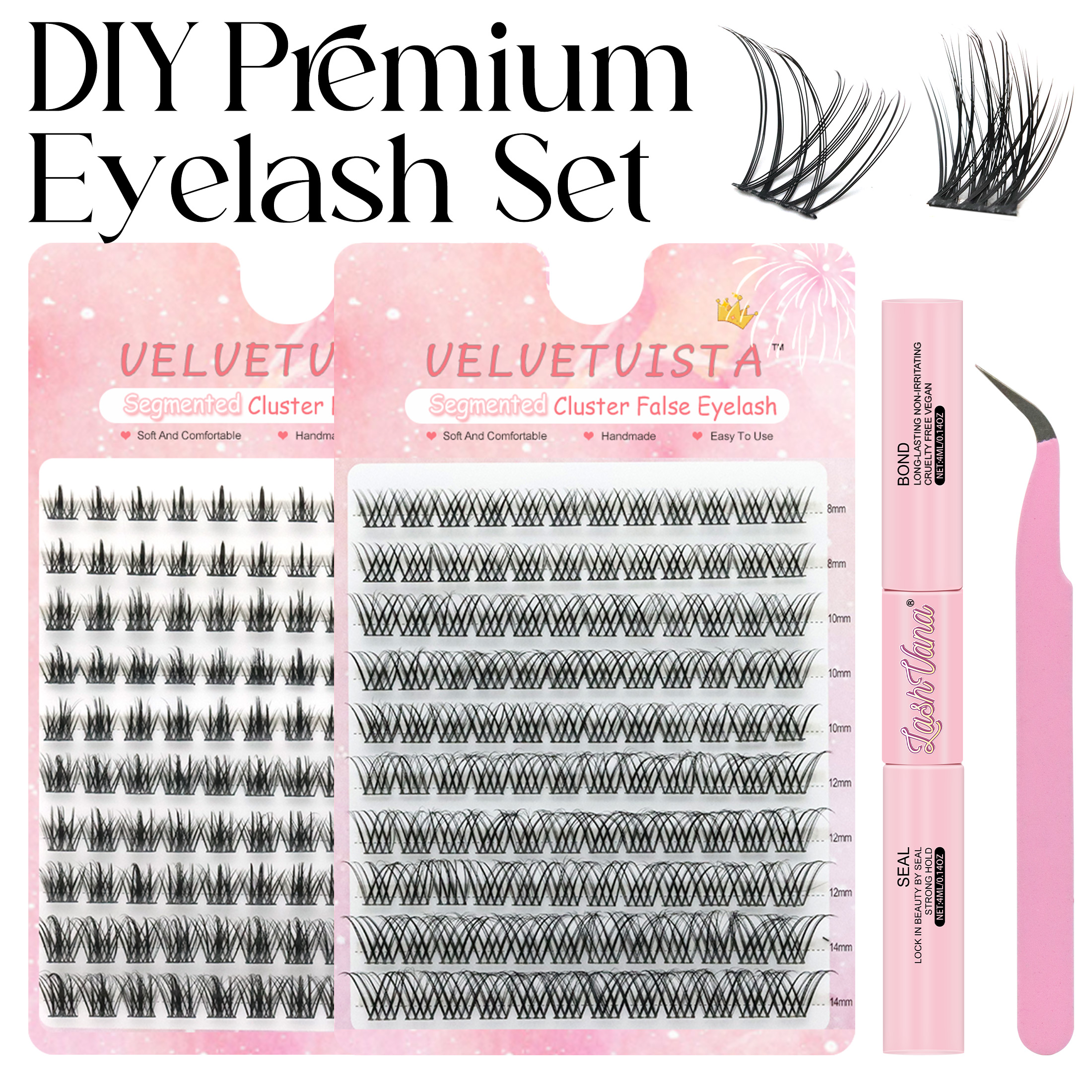 Eyelash Extension Equipment - DIYメイクアップセット 120束 ラッシュボンド＆シール まつげグルーリムーバー アプリケーター まつげクラスター