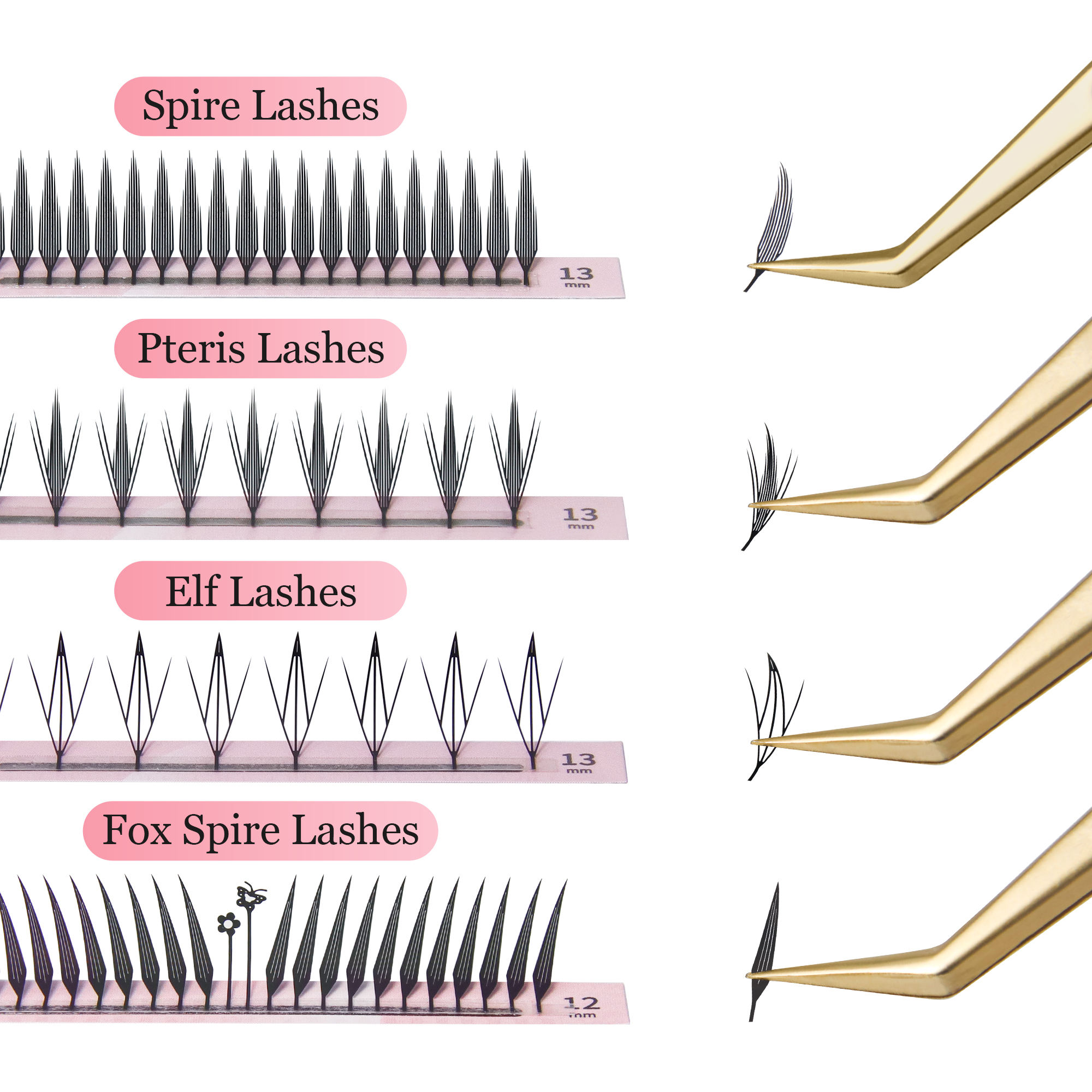 Eyelash Extension Supernatural - GLAMLASH コミックスパイアまつげエクステ 個別ナチュラルカシミア漫画風つけまつげ 超ソフトフェザーシェイプ プテリスまつげ