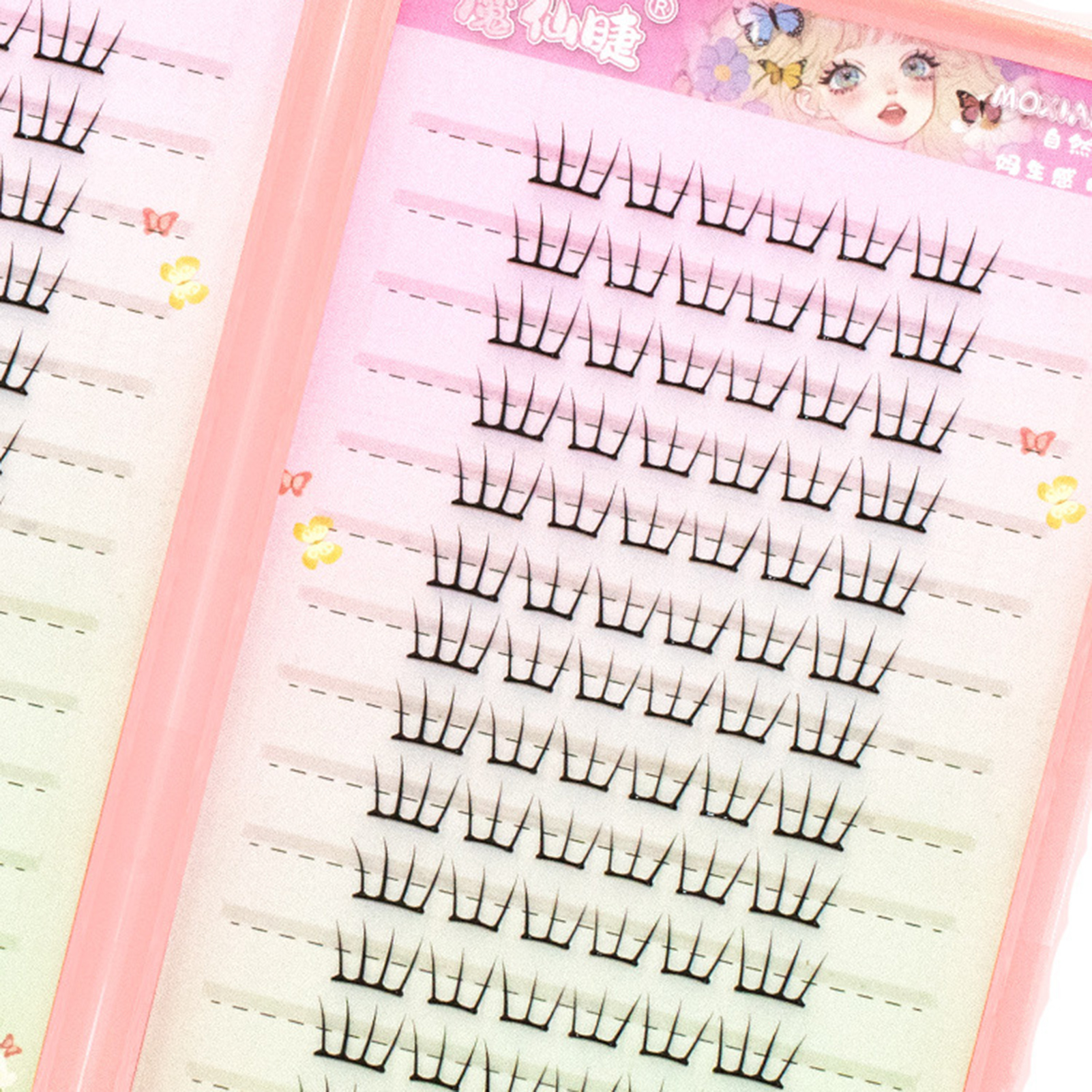 Eyelash Extension Korean Style - 韓国スタイルまつげナチュラルソフト薄型つけまつげエクステンション W 形状うっすらとした偽まつげ女性のための毎日のまつげパーティーメイク
