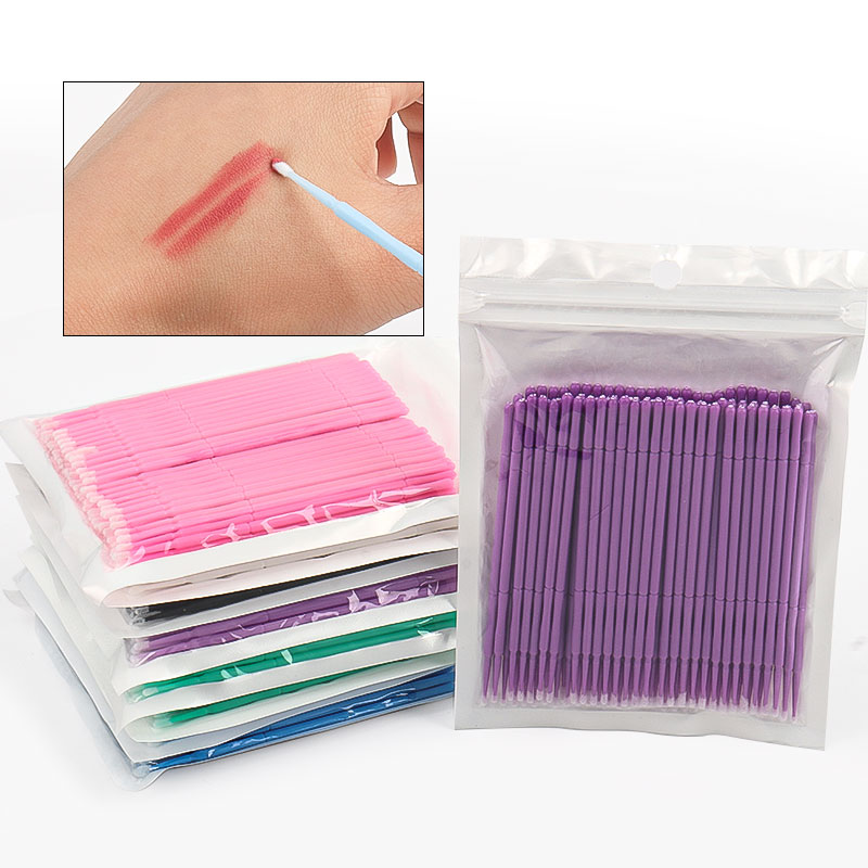 Eyelash Extension Jakarta - 100本入り/袋 竹製まつげエクステ洗浄綿棒 ラッシュリフトグルーリムーバーアプリケーター マイクロブレードメイクアップマイクロブラシツール