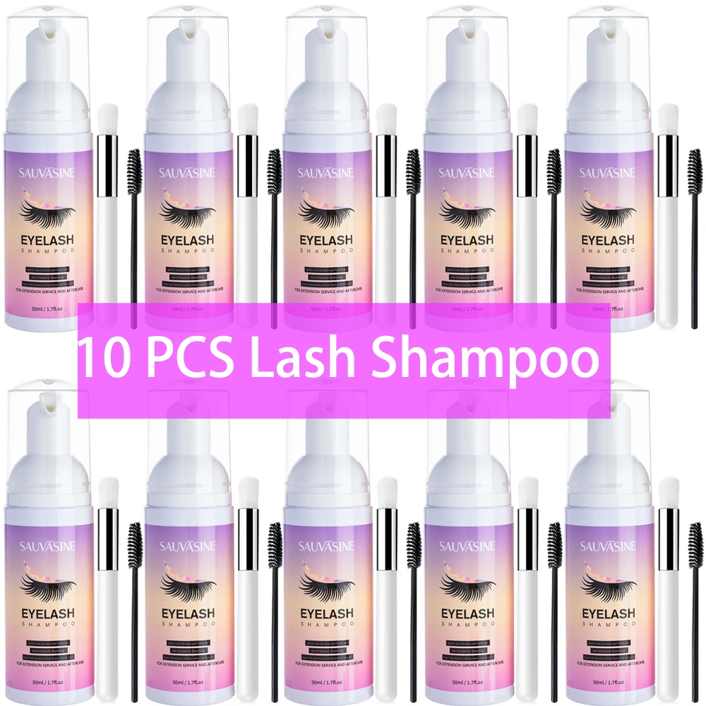 Eyelash Extension Foam Cleanser - 5/10 個 50 ミリリットルまつげエクステンションシャンプー泡ムースキット高速メイク接着剤除去泡セット深くブラシでクリーニング女性のための