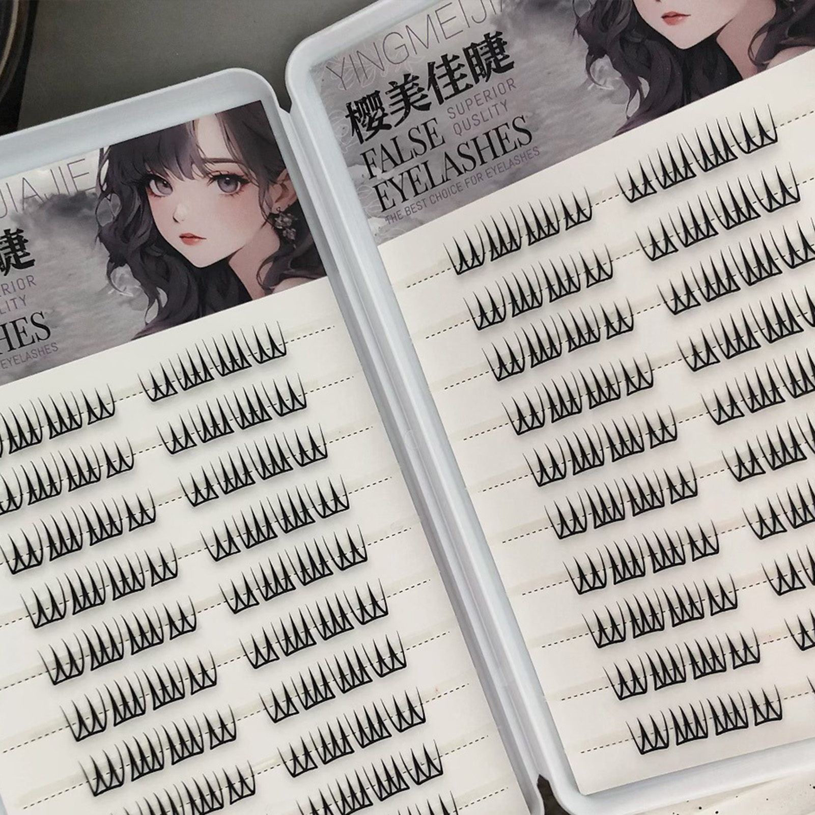 Eyelash Extension Korean Style - 韓国風シングルクラスタまつげエクステ 7-13mm Cカール ナチュラルふわふわベアメイク効果 デイリーユース