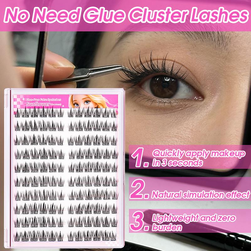 Eyelash Extension Korean Style - 接着剤不要のつけまつげ 韓国風つけまつげエクステキット 超柔らかく自然な見た目 初心者向け 3D厚めつけまつげ