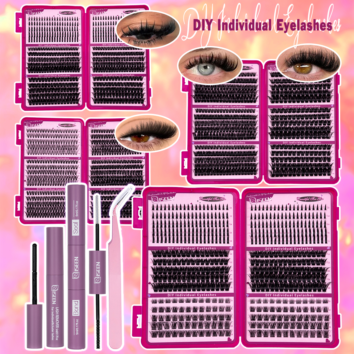Eyelash Extension Equipment - DIYまつげクラスターキット 大容量 ソフトラッシュ フェイクミンク まつげエクステ 個別まつげ