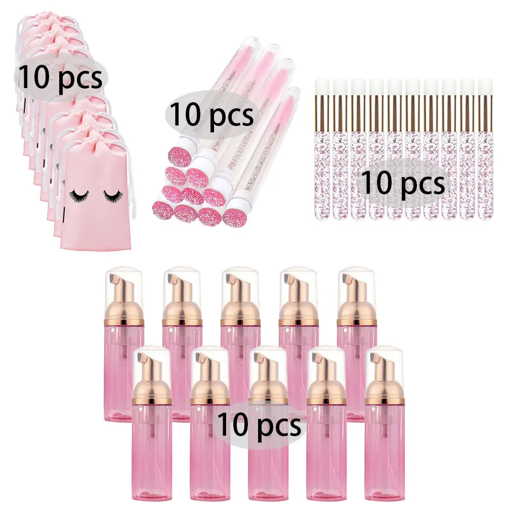 Eyelash Extension Foam Cleanser - まつげ用空ポンプボトル,シャンプーケア,化粧道具,トラベルフォームディスペンサー,プラスチッククリーナー,石鹸ケア,60ml, 20個,40個