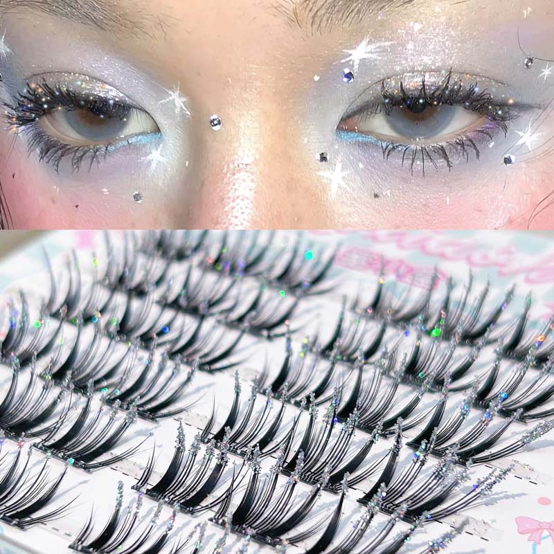 Eyelash Extension Korean Style - ミクシャオヘ 韓国風 自己粘着式 ダイヤモンドラッシュ 星空デザイン ナチュラルまつげエクステ