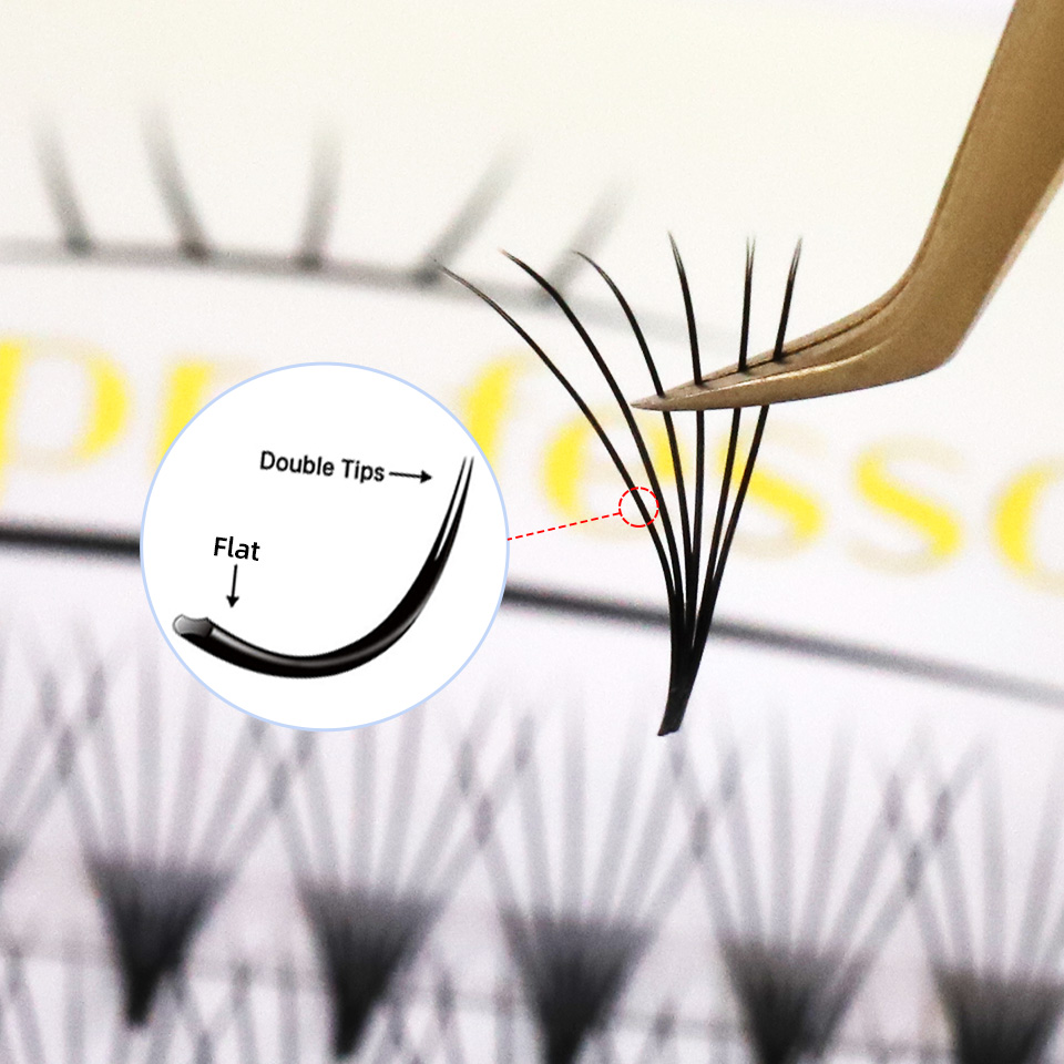 Eyelash Extension Supernatural - 細い根のまつげエクステファン,スーパーブラック,フラット,先のとがったベース,既製のボリューム,3d,4d,5d,6d