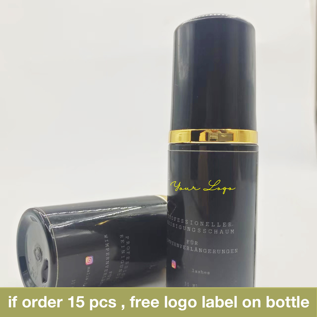 Eyelash Extension Foam Cleanser - カスタムまつげフォームクリーナー,ビーガンブラッシュ,肌色ボトル,ベージュまつげバス,まつげエクステ