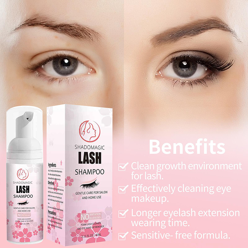 Eyelash Extension Foam Cleanser - 「ファストクリーニングラッシュシャンプー まつげ用 60ML マスカラワンド まぶた泡洗浄剤 エクステンションクレンザーリムーバー」
