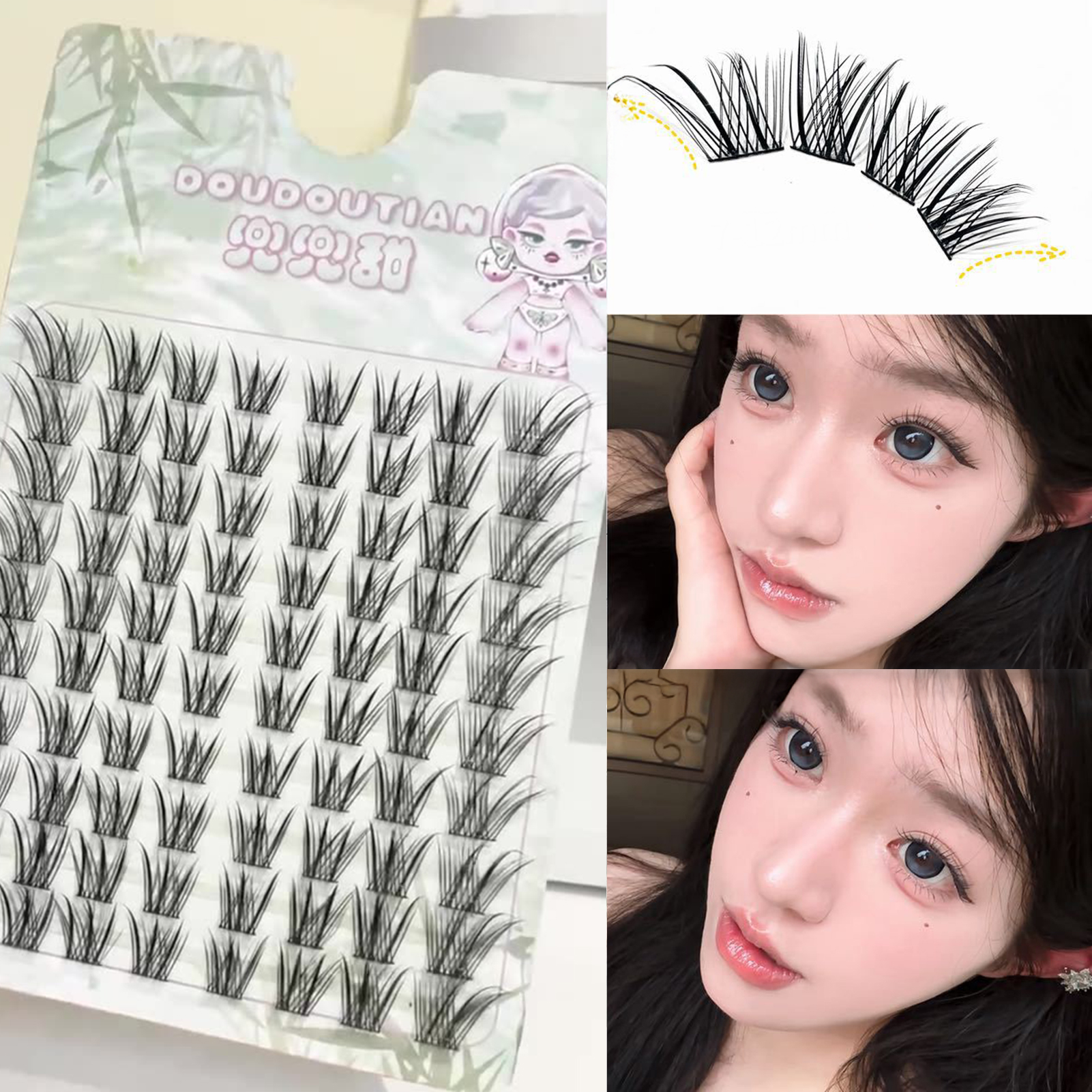 Eyelash Extension Korean Style - 新しい中国風フォックスふわふわまつげ上まつげナチュラル拡大目元7-12mmマンガまつげエクステ毎日のアイメイク用