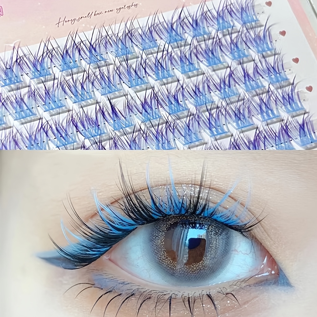 Eyelash Extension Anime - ミクシャオヘ カラフルまつげ 60束 簡単装着 ナチュラルマンガアイスタイル パーティー