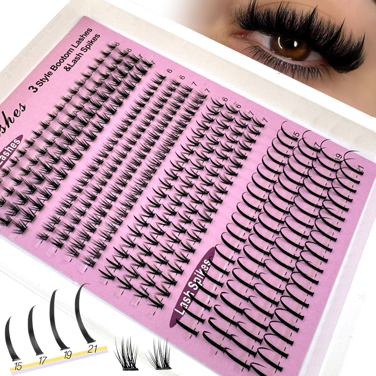 Eyelash Extension Anime - 16列ボトム＆スパイクまつげクラスターボリューム個別まつげクラスターエクステンションスパイクまつげクラスターDIYフェアリー/マンガまつげ