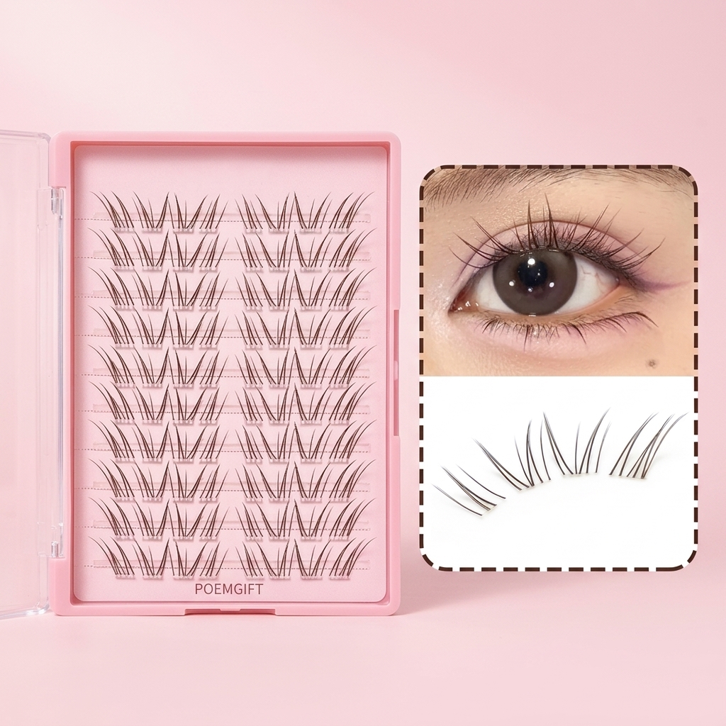 Eyelash Extension Japan - 10列のディープブラウンバニーつけまつげ、ナチュラルふわふわまつげエクステ、普段使い、軽量で快適、アジア女性向け