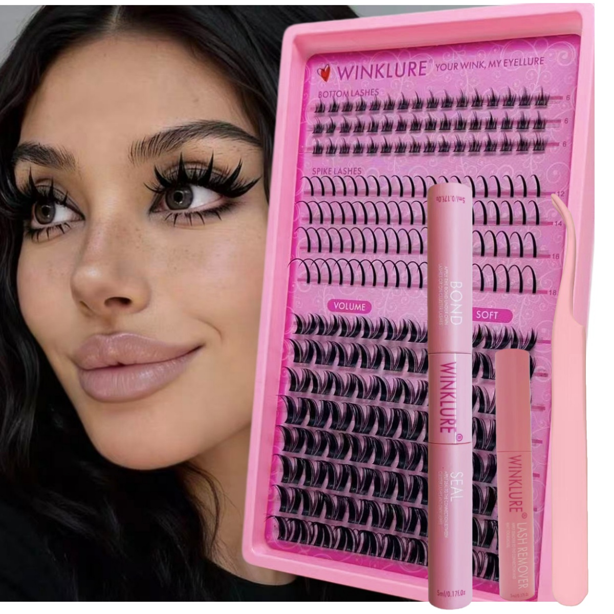 Eyelash Extension Equipment - WINKLURE ふわふわまつげクラスターキット ボリュームクラスターまつげエクステキット Dカールまつげクラスター 個別まつげ フルフェイクミニ