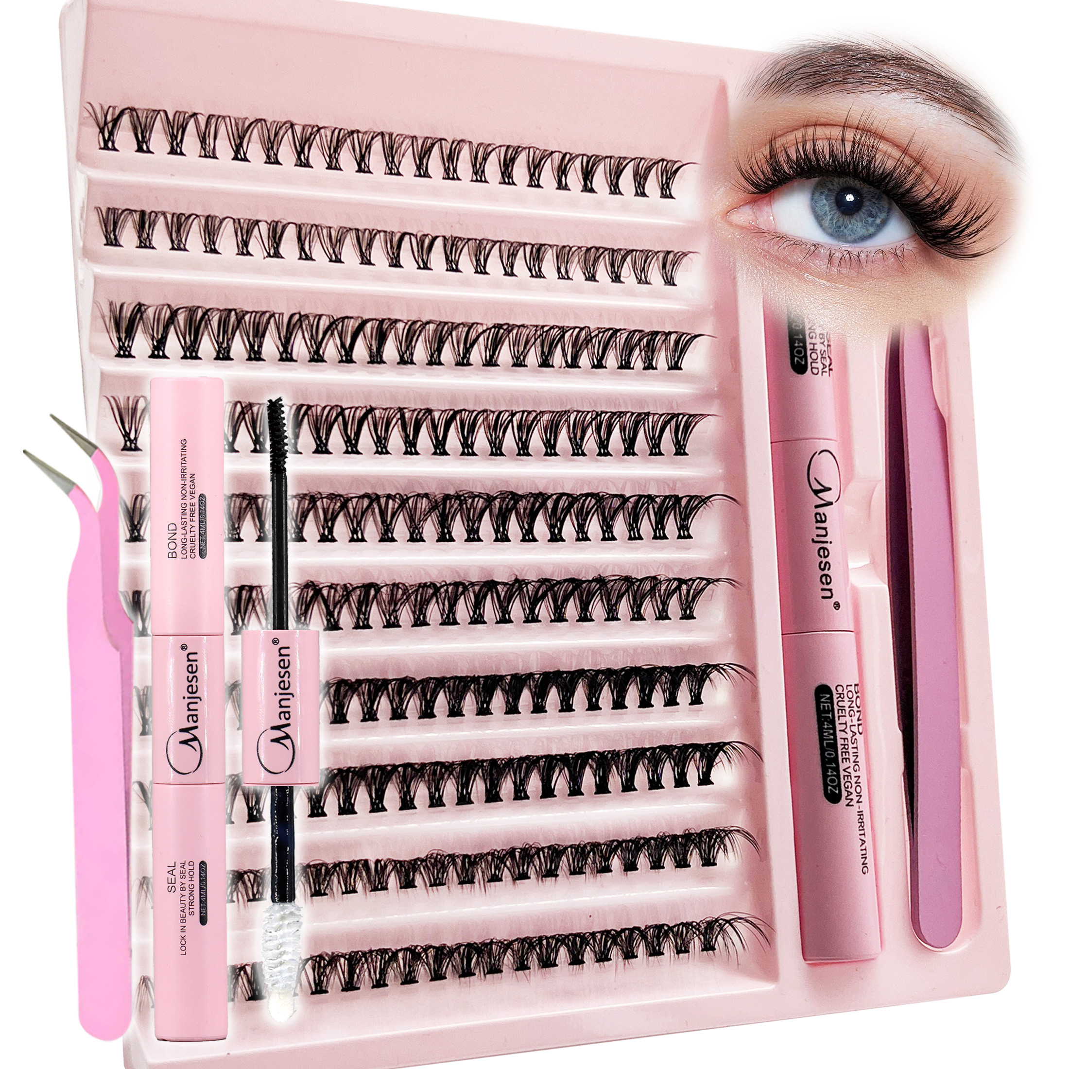 Eyelash Extension Equipment - DIYまつげエクステキット,200個,クラスター,接着剤とシール,メイクアップツール,接着剤アクセサリー