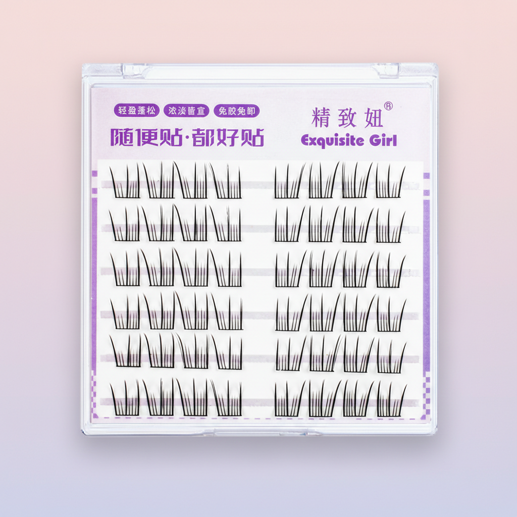 Eyelash Extension Korean Style - 韓国風つけまつげ、接着剤不要、ナチュラル、軽量、ソフト、DIYまつげエクステ、個々の束、毎日のコスプレメイク用