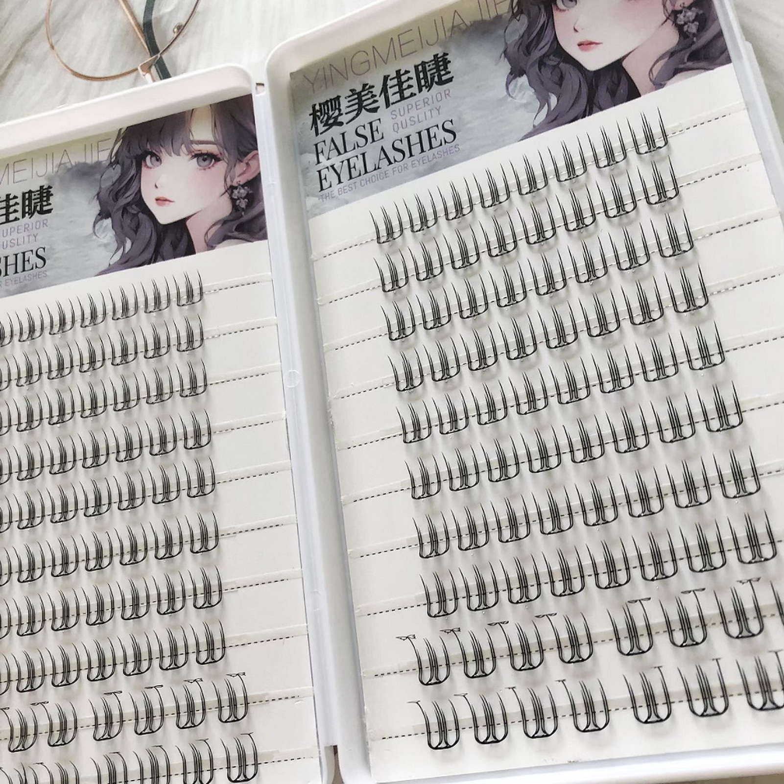 DIYまつげエクステ 韓国風 U字型つけまつげ 個別クラスタ - Eyelash Extension Korean Style のレビューと価格