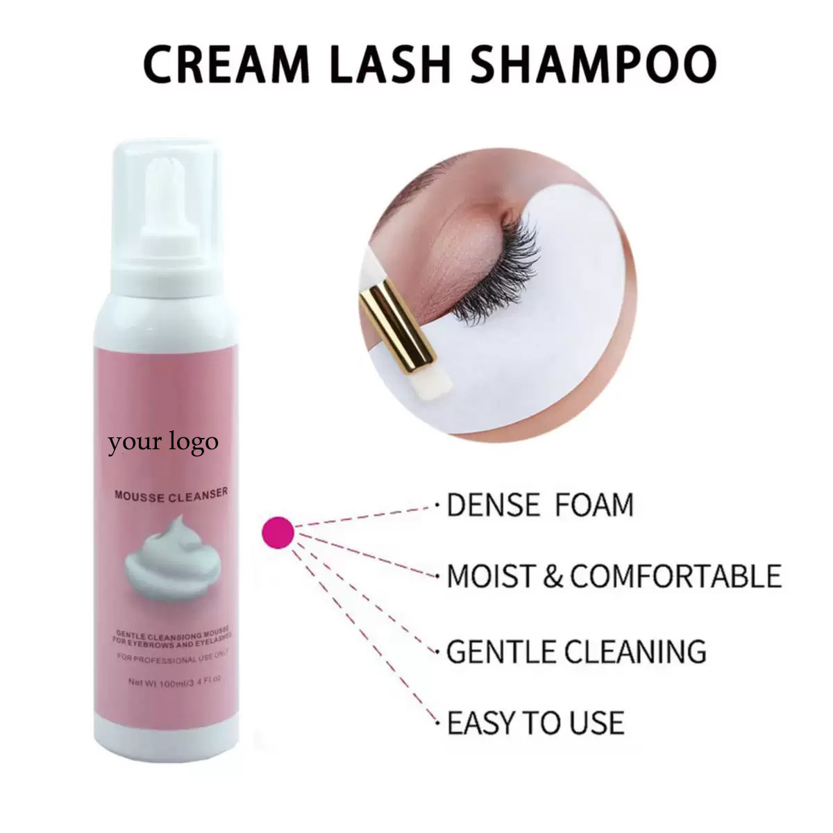 カスタマイズされたホイップラッシュシャンプーピンクフォームク - Eyelash Extension Foam Cleanser のレビューと価格