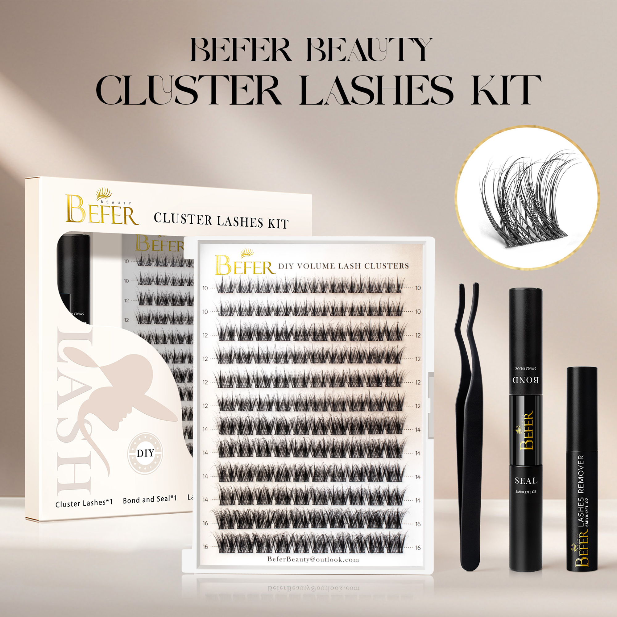ベファー ラッシュクラスターキット つけまつげセット 3D  - Eyelash Extension Equipment のレビューと価格