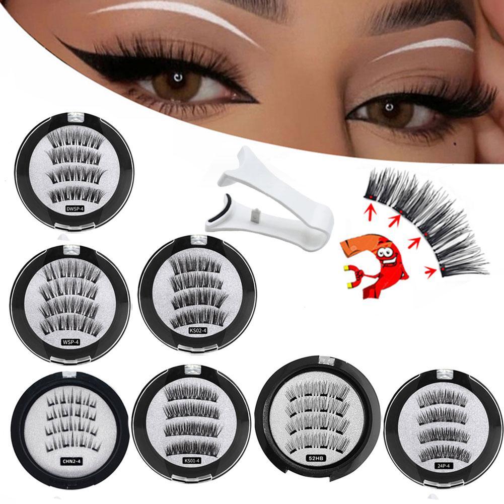 2 ペア 3D 磁気つけまつげ再利用可能な磁気まつげ 4 磁 - Eyelash Extension Equipment のレビューと価格