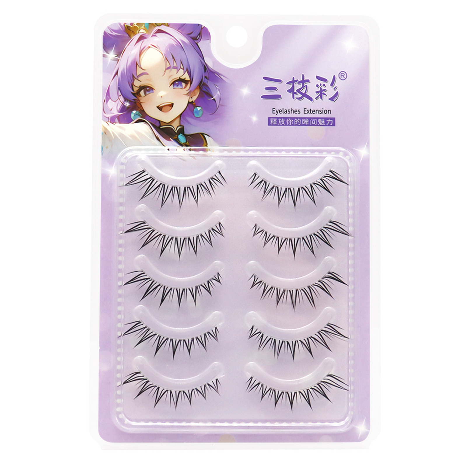 5ペアのキツネのつけまつげフルストリップクリア薄いバンドデザ - Eyelash Extension Korean Style のレビューと価格