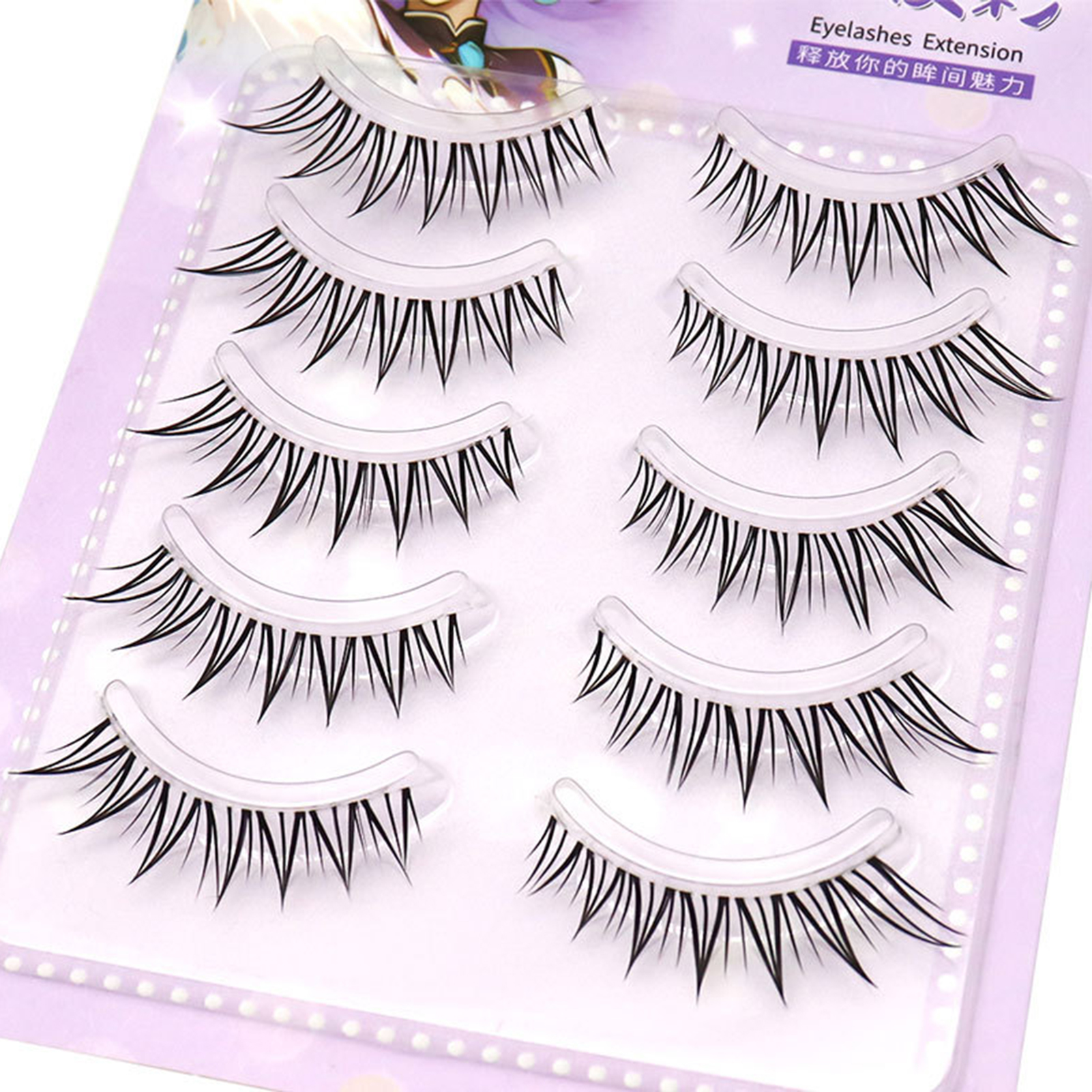5ペアのキツネのつけまつげフルストリップクリア薄いバンドデザ - Eyelash Extension Korean Style のレビューと価格