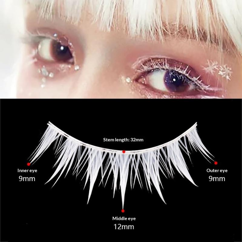 白いつけまつげ 3ペア クロスストリップスタイル 長持ちする - Eyelash Extension Anime のレビューと価格