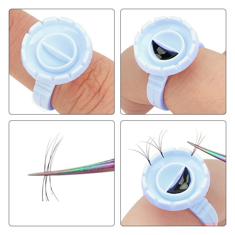 100 個使い捨て接着剤リングホルダーまつげエクステンション - Eyelash Extension Jakarta のレビューと価格
