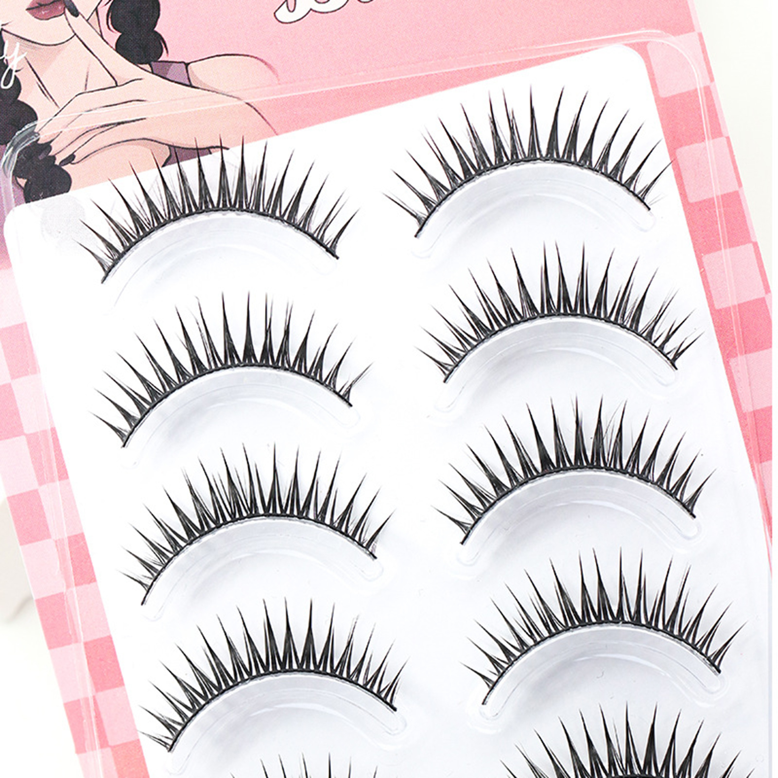 5ペアのストリップウィスピーつけまつげ、ナチュラルなストリッ - Eyelash Extension Korean Style のレビューと価格