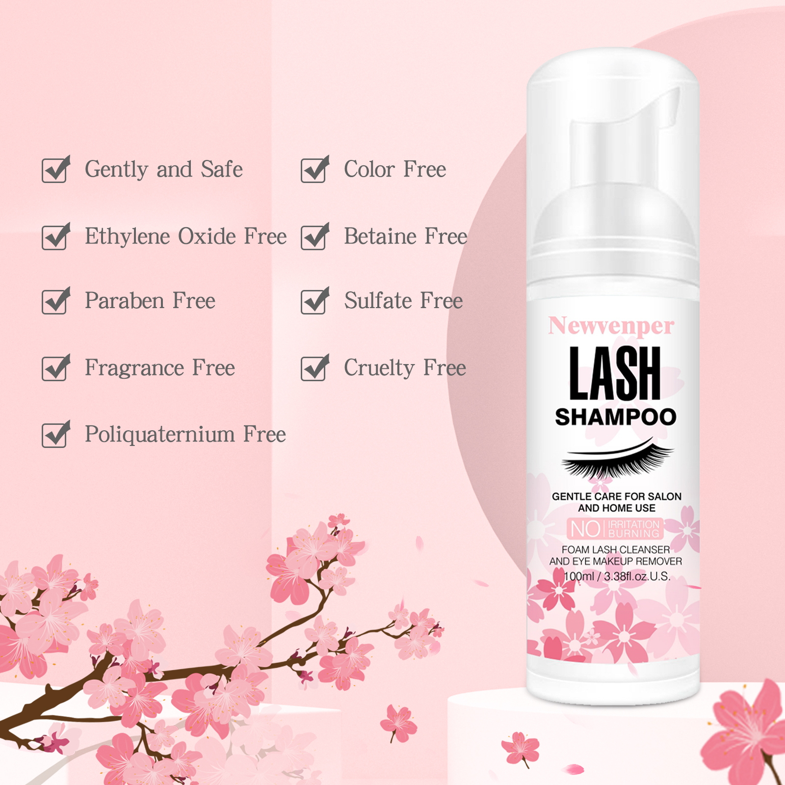 まつげ用ラッシュシャンプー 100ML + ブラシ & マス - Eyelash Extension Foam Cleanser のレビューと価格