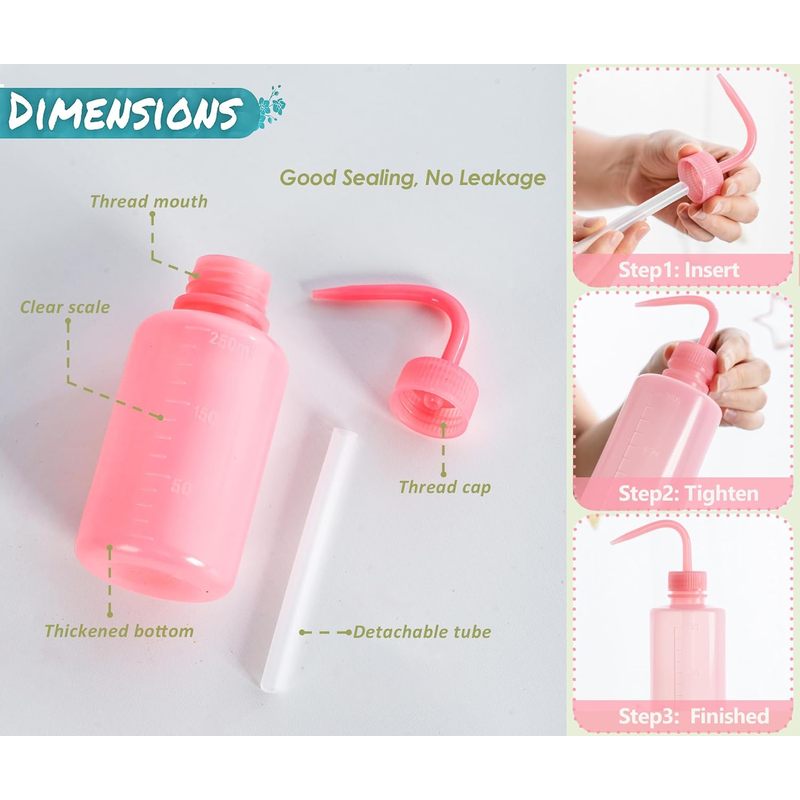 250mlピンクの曲がった口のまつげ洗浄用リンスボトル、湾曲 - Eyelash Extension Japan のレビューと価格