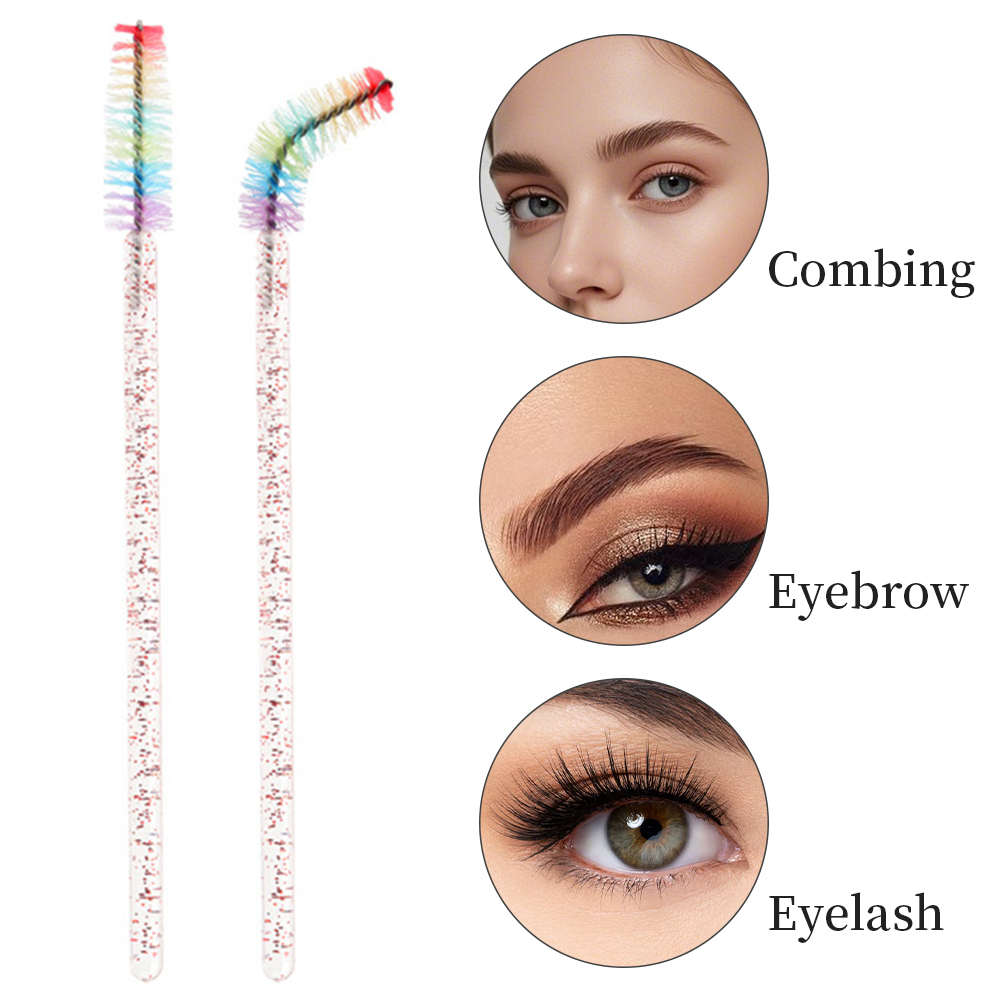 50 個レインボークリスタルまつげメイクブラシ使い捨てマイク - Eyelash Extension Jakarta のレビューと価格