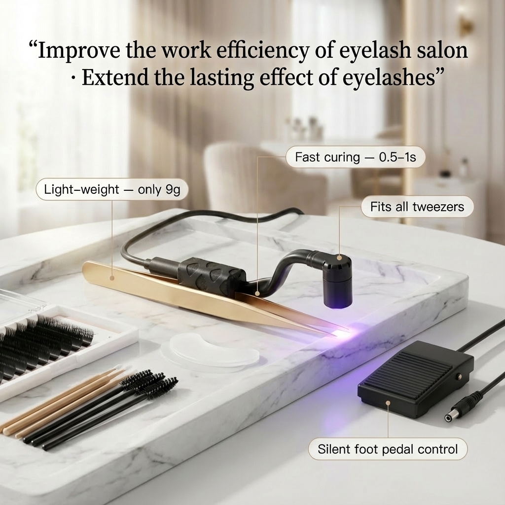UVまつげピンセットライト 2W ヒートレスLEDライト U - Video Eyelash Extension のレビューと価格