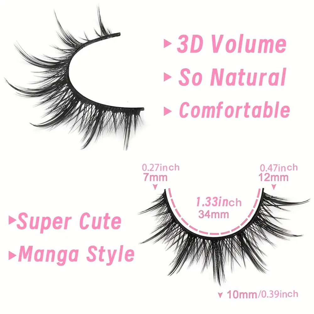 10ペアの漫画アニメまつげ、ナチュラルルックつけまつげ、韓国 - Eyelash Extension Japan のレビューと価格