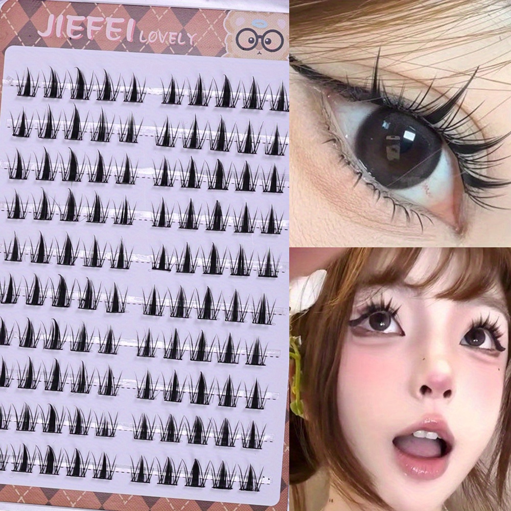 10列のかわいいバニーラッシュ、接着剤不要DIYクラスター、 - Eyelash Extension Japan のレビューと価格